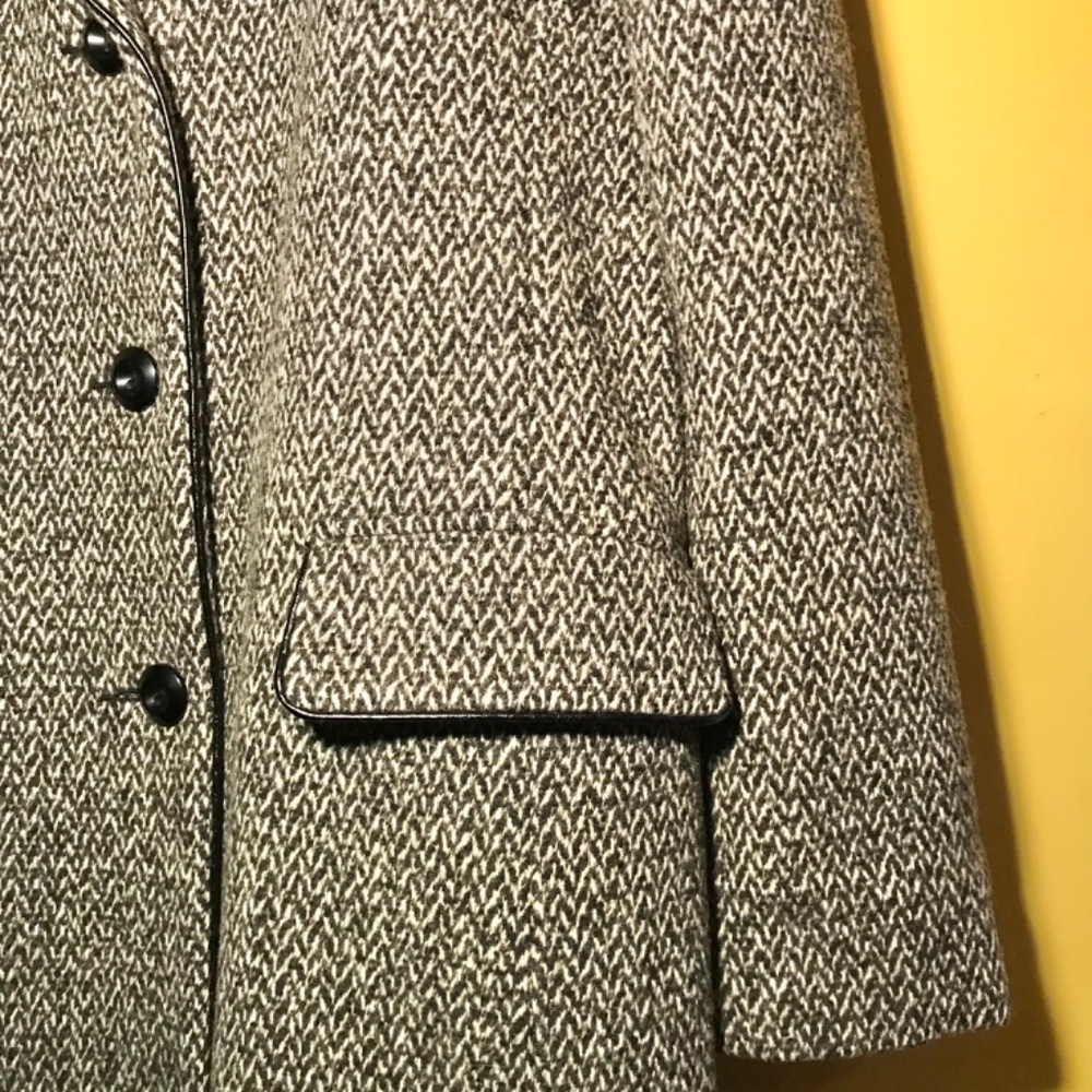 Mackintosh Vintage Wool Tweed Coat EcoChic Overcoat Gray Black Women’s Size 12 - Picture 8 of 16